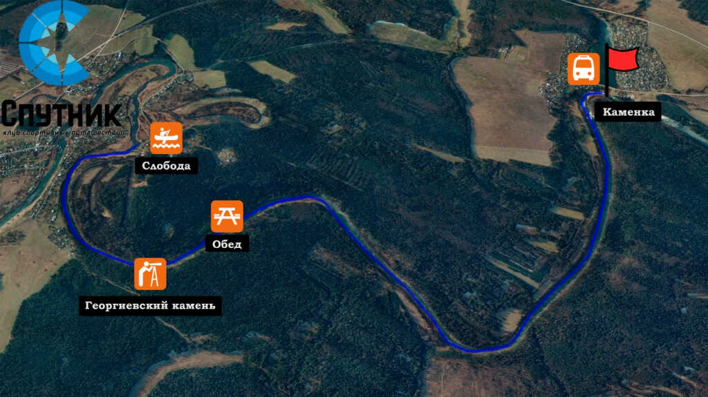 Схема сплава по Чусовой на 1 день