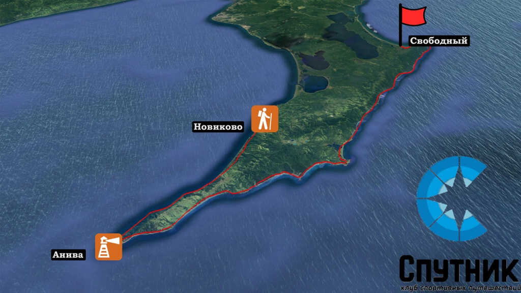 Маршрут похода по Сахалину