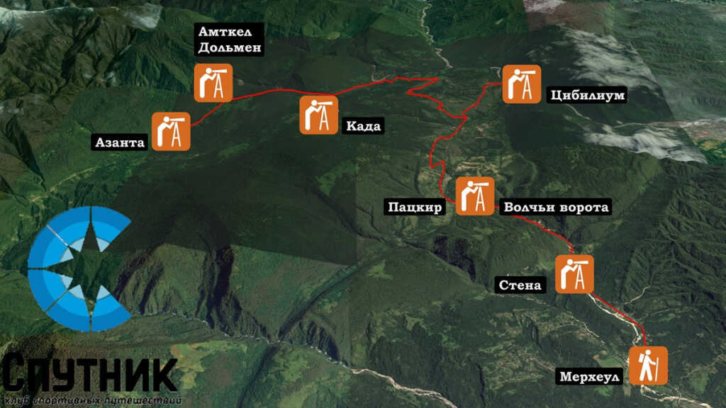 Маршрут похода по Абхазии