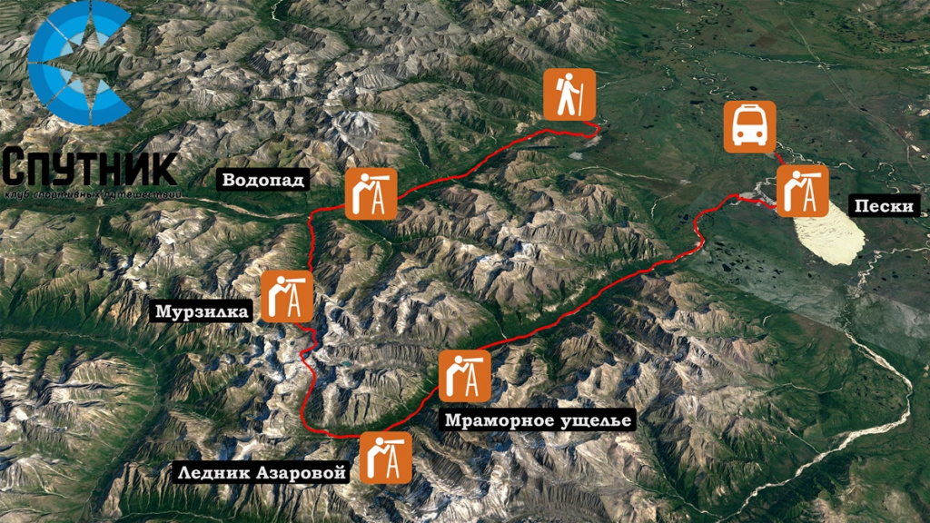 Карта похода по Кодару и Чарской пустыне