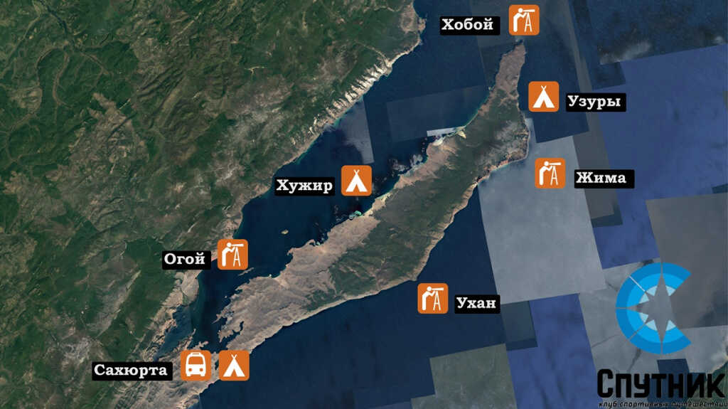 Маршрут зимнего похода по Байкалу